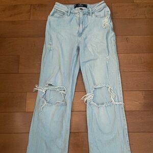 Hollister Light Blue Distressed Dad Jeans